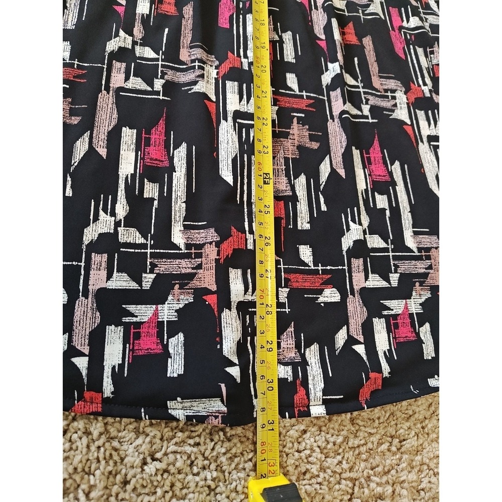 Women Alfani Blouse XL Black Abstract Button-Down Long Sleeve Relaxed Regular - Picture 11 of 13